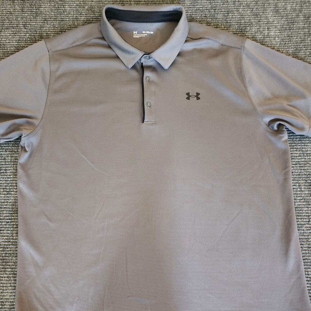 Under Armour Shirt Mens 3XL Polo Gray Heatgear Golf Loose Short Sleeve Active